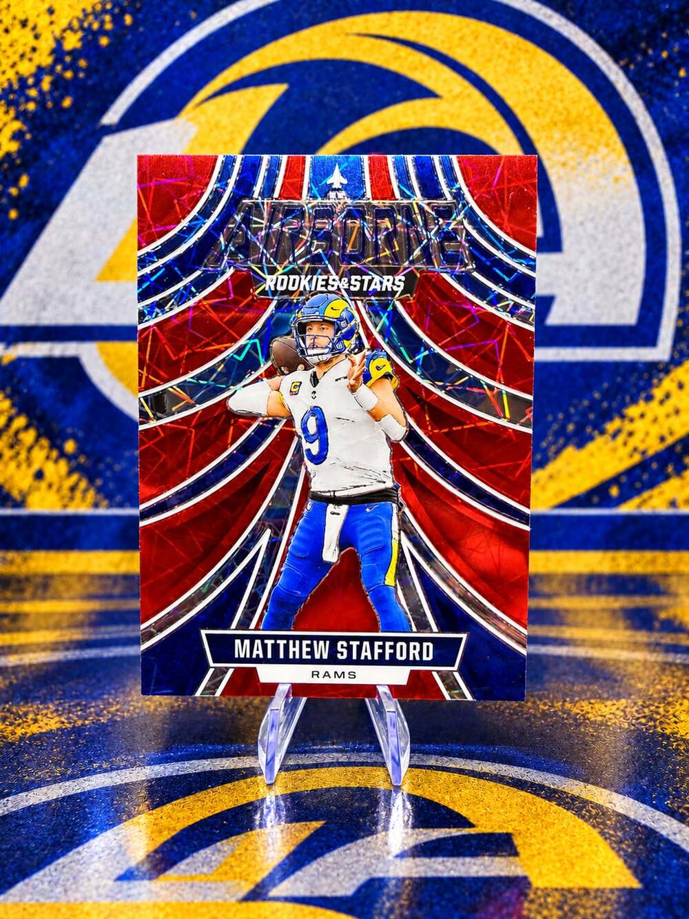 RARE Matthew Stafford Panini ROOKIES And Stars Airborne Red Lazer Card LA Rams